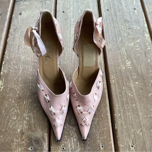 Y2K Wild Pair Pointy Toe Pink Bow Ballerina Core High Heels Size 7 - Picture 4 of 10